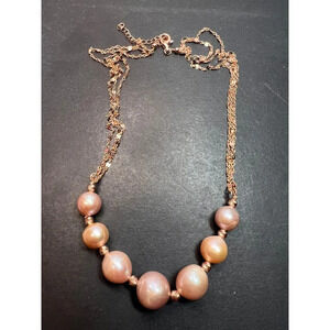 Cultured Freshwater Pearl Rose Gold Over Sterling Silver Necklace